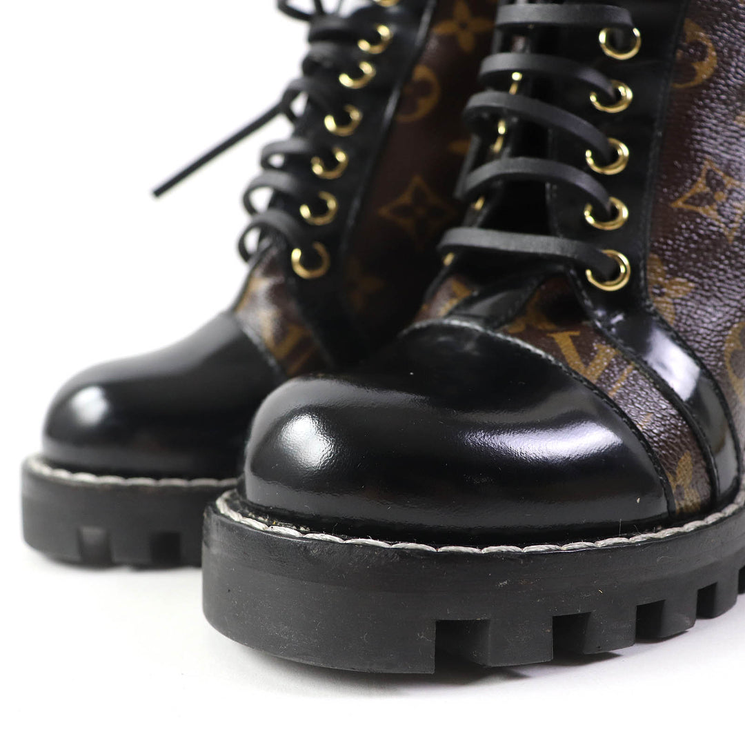 Great LOUIS VUITTON Ankle boots Leather monogram lace-up leather Women 36 G34085