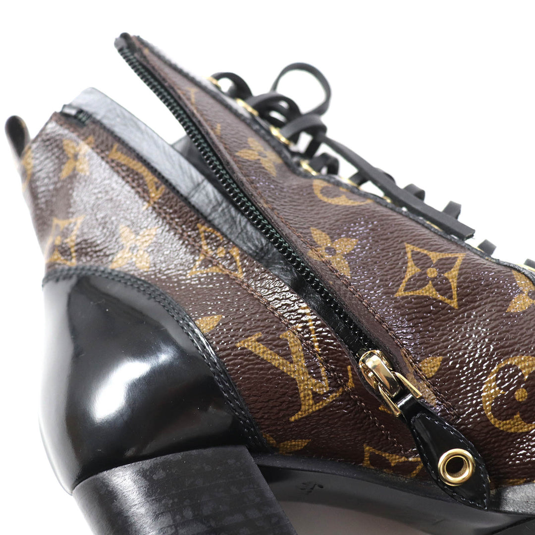 Great LOUIS VUITTON Ankle boots Leather monogram lace-up leather Women 36 G34085