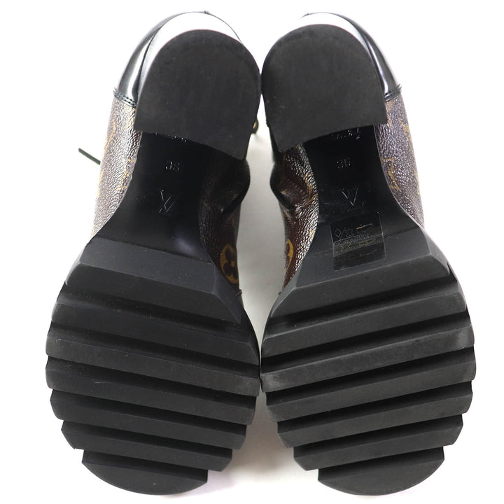 Great LOUIS VUITTON Ankle boots Leather monogram lace-up leather Women 36 G34085