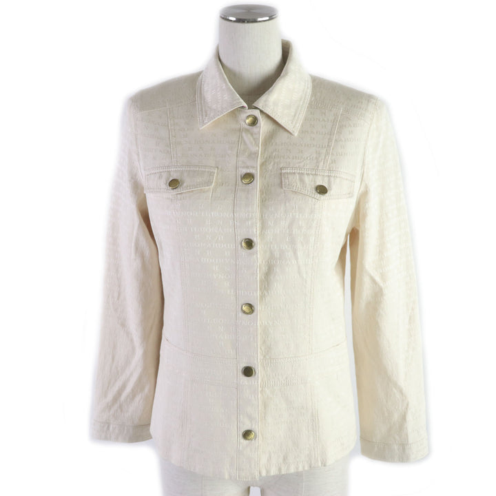 Discounted Great LEONARD Jacket Logo print and gold button blouson cream silk Women 9