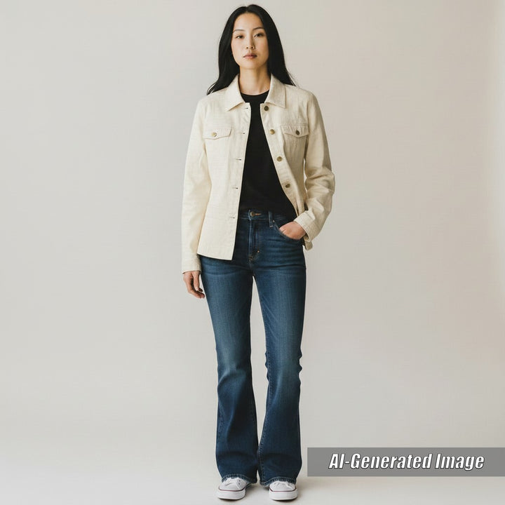 Discounted Great LEONARD Jacket Logo print and gold button blouson cream silk Women 9