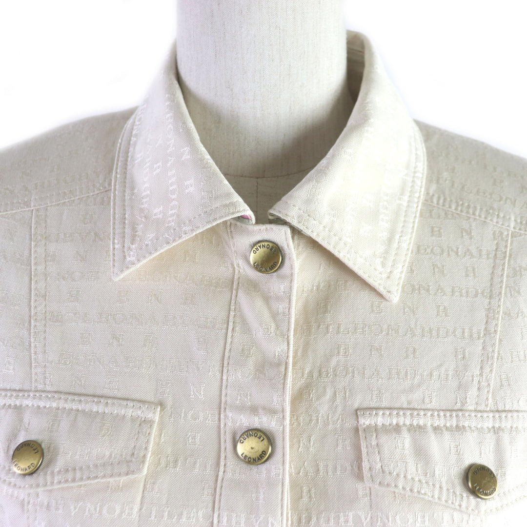 Discounted Great LEONARD Jacket Logo print and gold button blouson cream silk Women 9