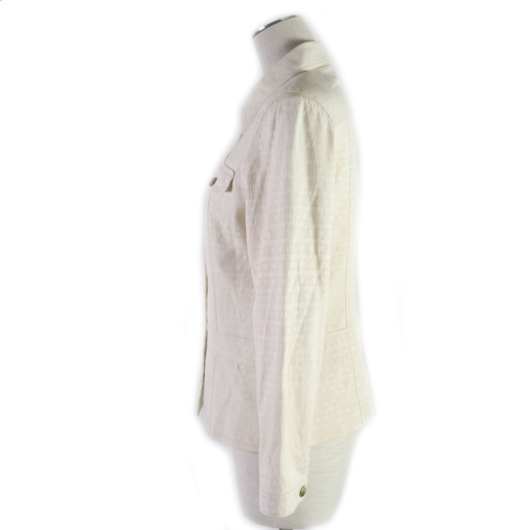 Discounted Great LEONARD Jacket Logo print and gold button blouson cream silk Women 9