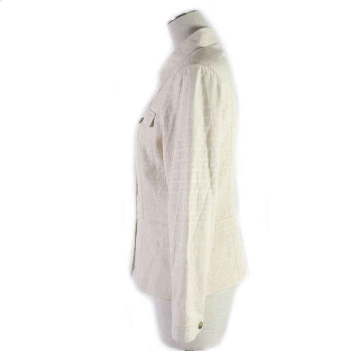 Discounted Great LEONARD Jacket Logo print and gold button blouson cream silk Women 9