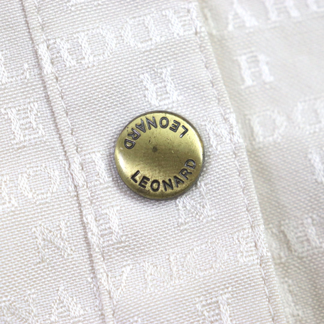 Discounted Great LEONARD Jacket Logo print and gold button blouson cream silk Women 9
