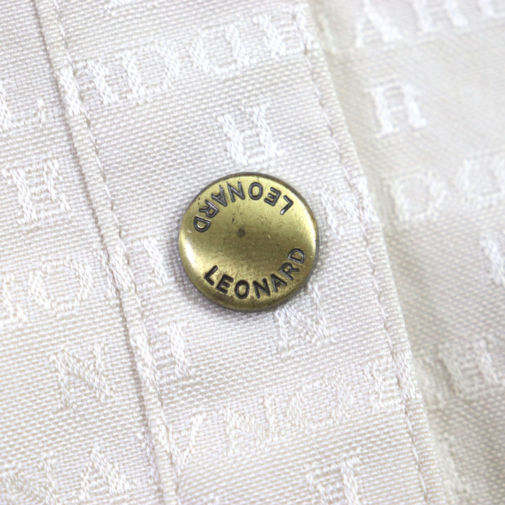 Discounted Great LEONARD Jacket Logo print and gold button blouson cream silk Women 9