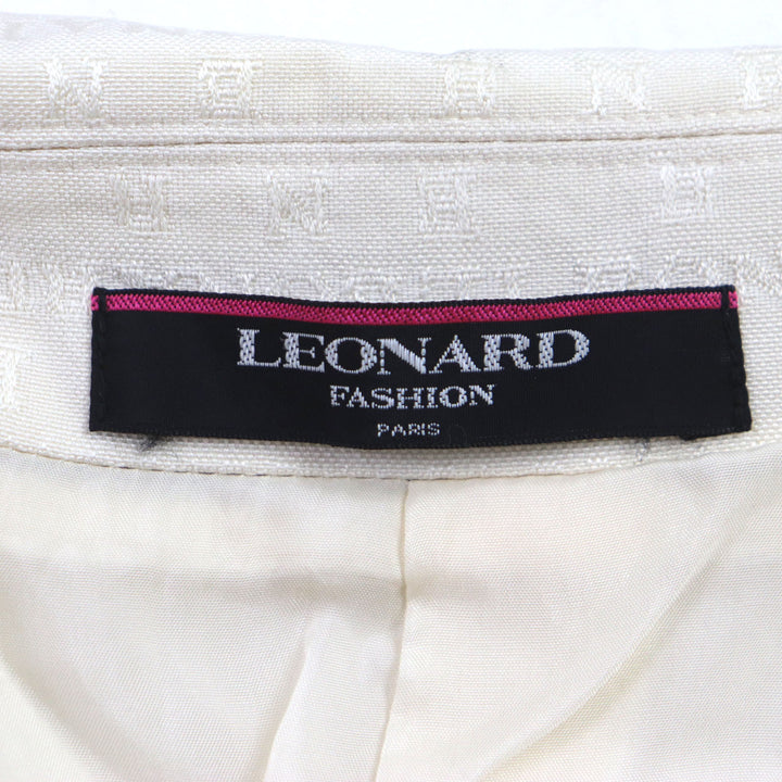 Discounted Great LEONARD Jacket Logo print and gold button blouson cream silk Women 9