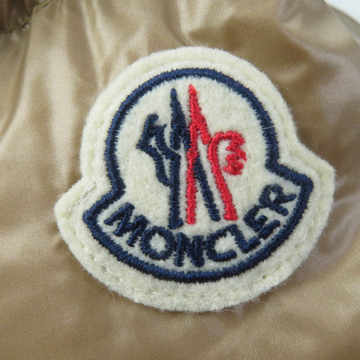 Great MONCLER down coat CAMBALES Logo patch, hooded, ZIP UP, long length light brown Nylon Women