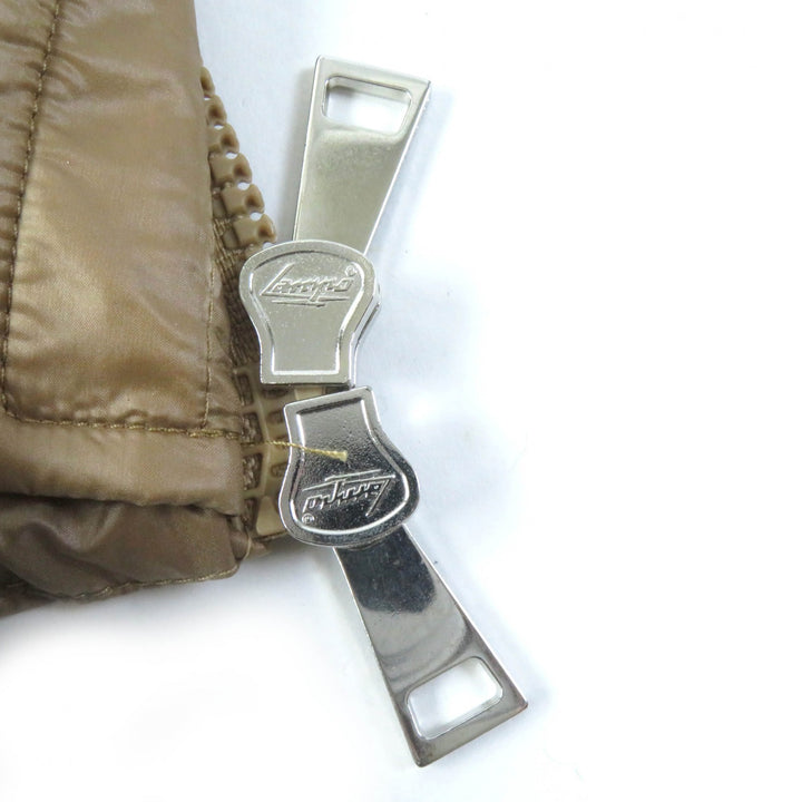Great MONCLER down coat CAMBALES Logo patch, hooded, ZIP UP, long length light brown Nylon Women