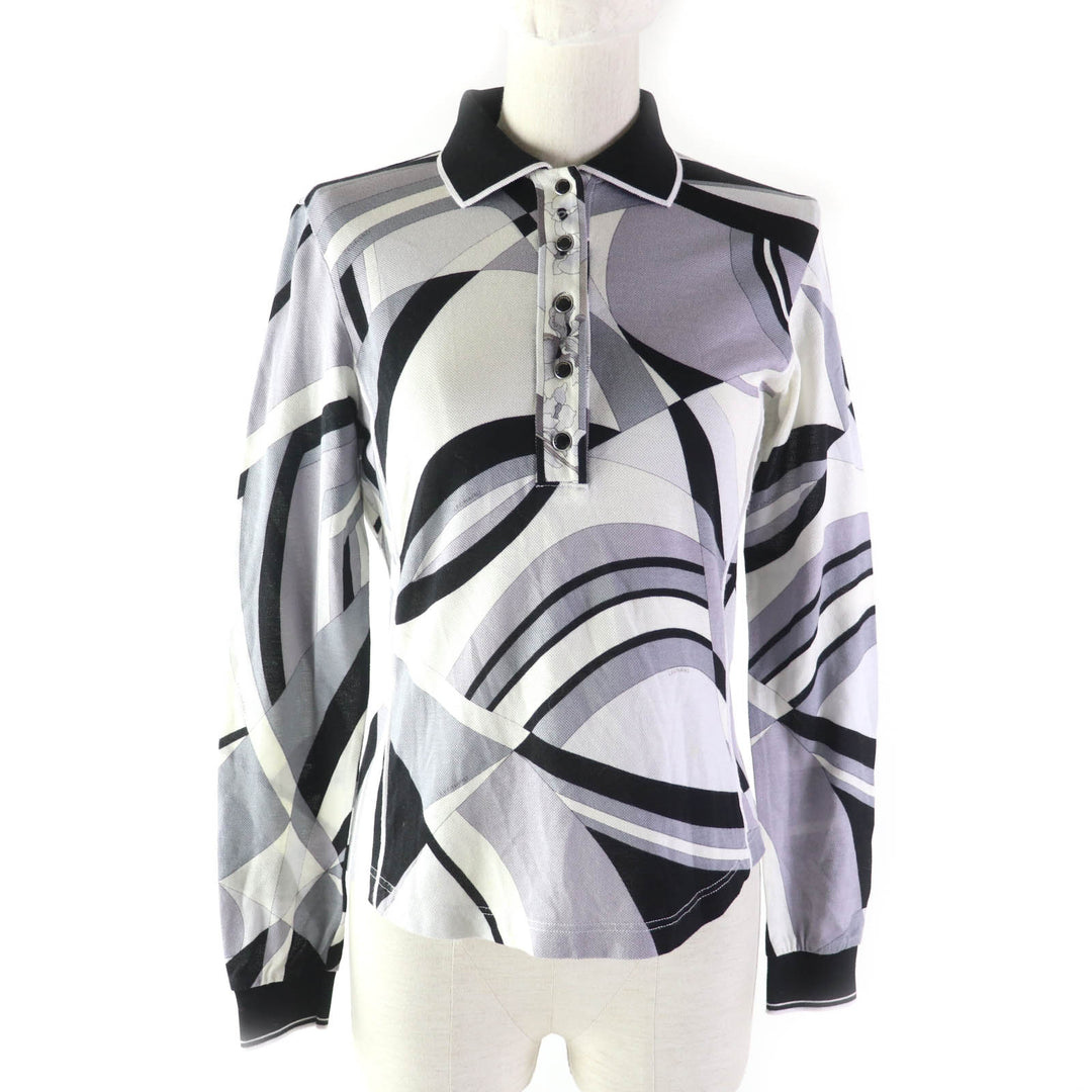 LEONARD Long sleeve polo shirt Logo button and all-over print multicolor 38