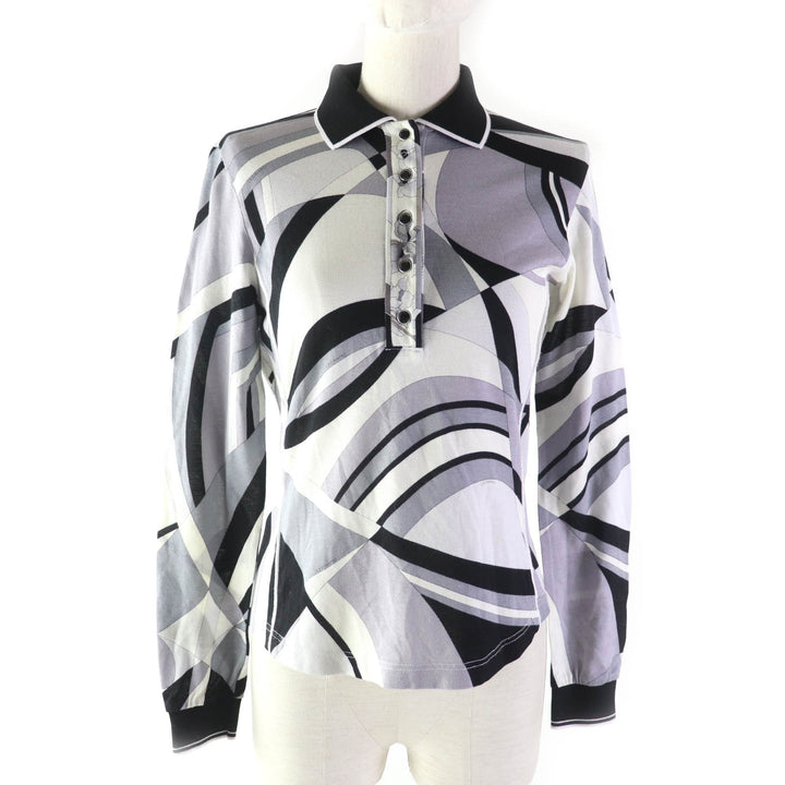 LEONARD Long sleeve polo shirt Logo button and all-over print multicolor 38