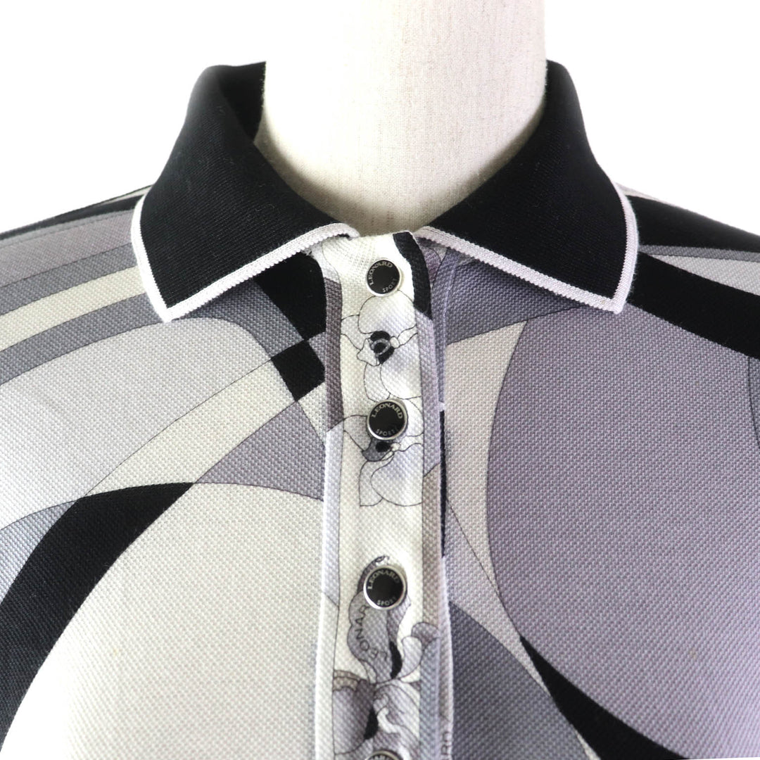 LEONARD Long sleeve polo shirt Logo button and all-over print multicolor 38