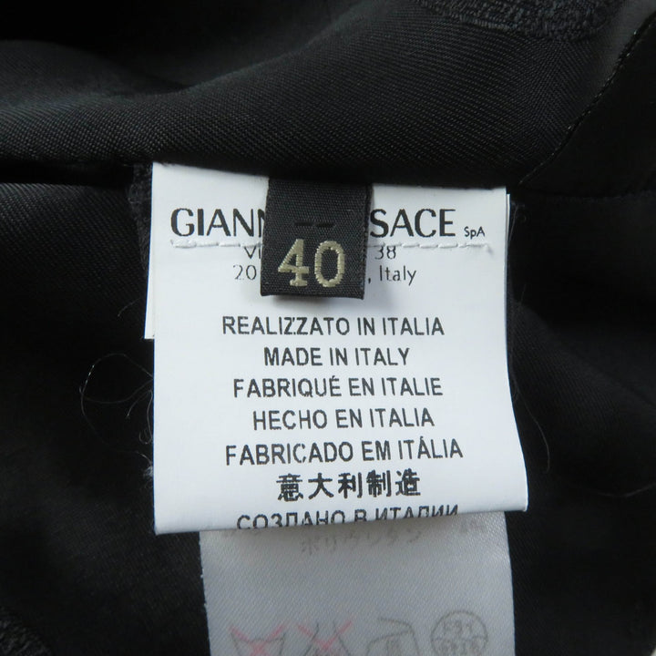 Great VERSACE one piece Medusa top, back zip, knee length, short sleeves black wool Women 40