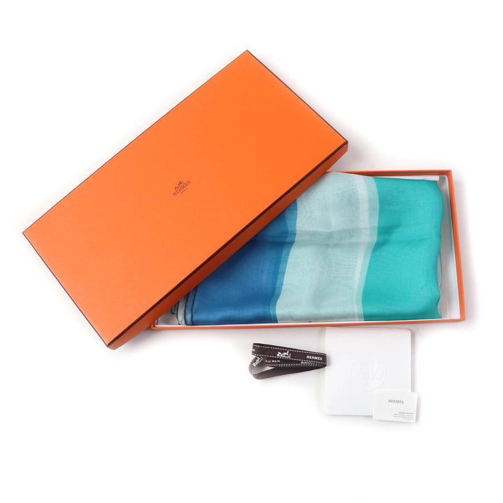 Excellent HERMES Stall Silk Muslin with Logo Large Chiffon multicolor silk Women