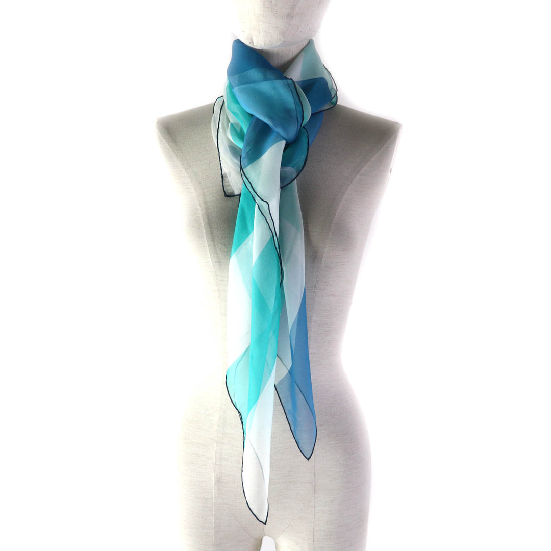 Excellent HERMES Stall Silk Muslin with Logo Large Chiffon multicolor silk Women