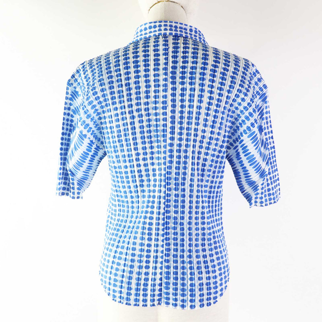 Excellent PLEATS PLEASE Short sleeve shirt Dot Pattern white polyester Women 3 PP12-JJ512