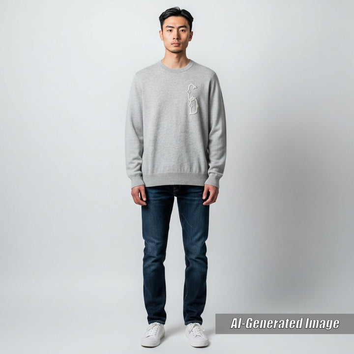 Excellent Dior HOMME knit CD Interlace Long Sleeve cashmere mens S 343M640AT721
