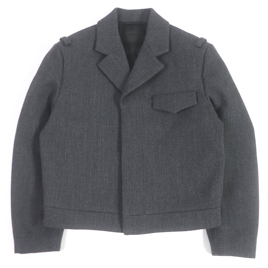 Excellent PRADA Blouson Triangle logo fly front double-breasted jacket mens 48