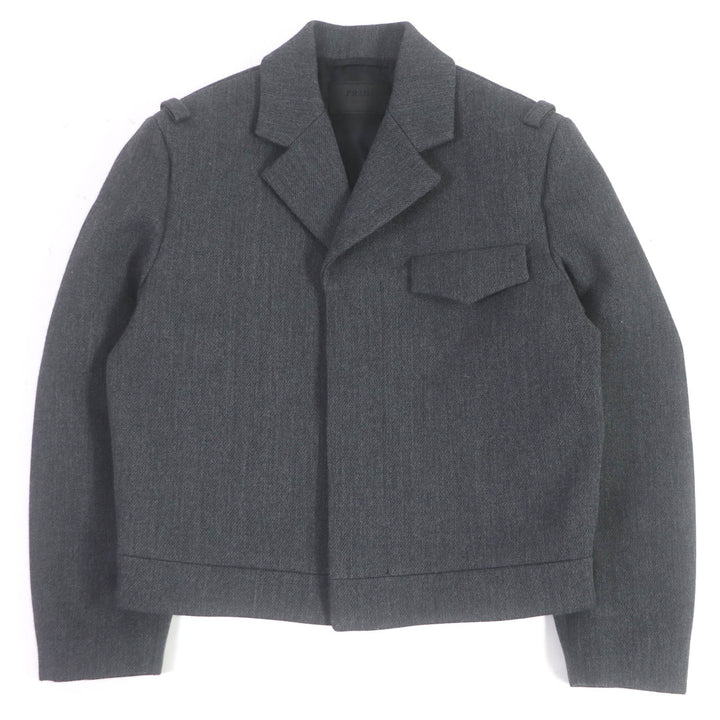 Excellent PRADA Blouson Triangle logo fly front double-breasted jacket mens 48