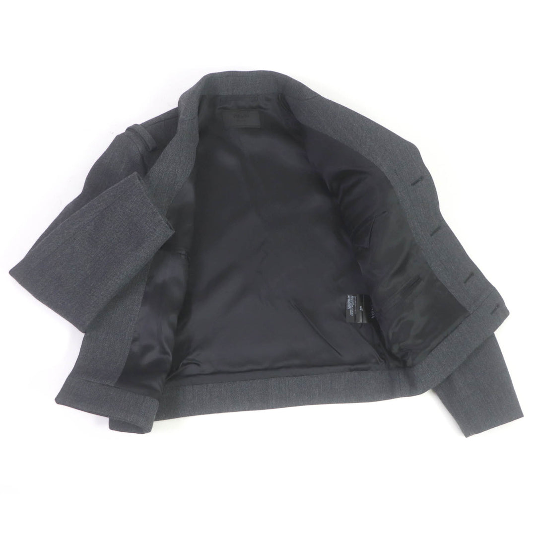 Excellent PRADA Blouson Triangle logo fly front double-breasted jacket mens 48