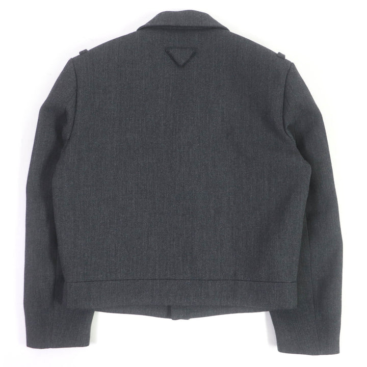 Excellent PRADA Blouson Triangle logo fly front double-breasted jacket mens 48