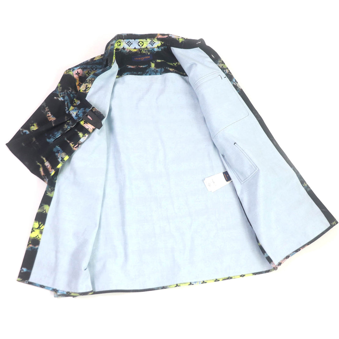 Excellent LOUIS VUITTON Denim Jacket Printed monogram tie-dye denim shirt mens M 1A9A3S