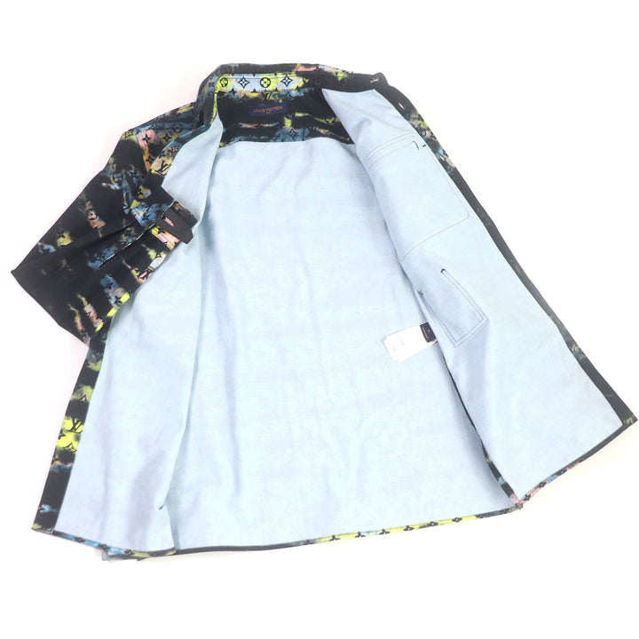 Excellent LOUIS VUITTON Denim Jacket Printed monogram tie-dye denim shirt mens M 1A9A3S