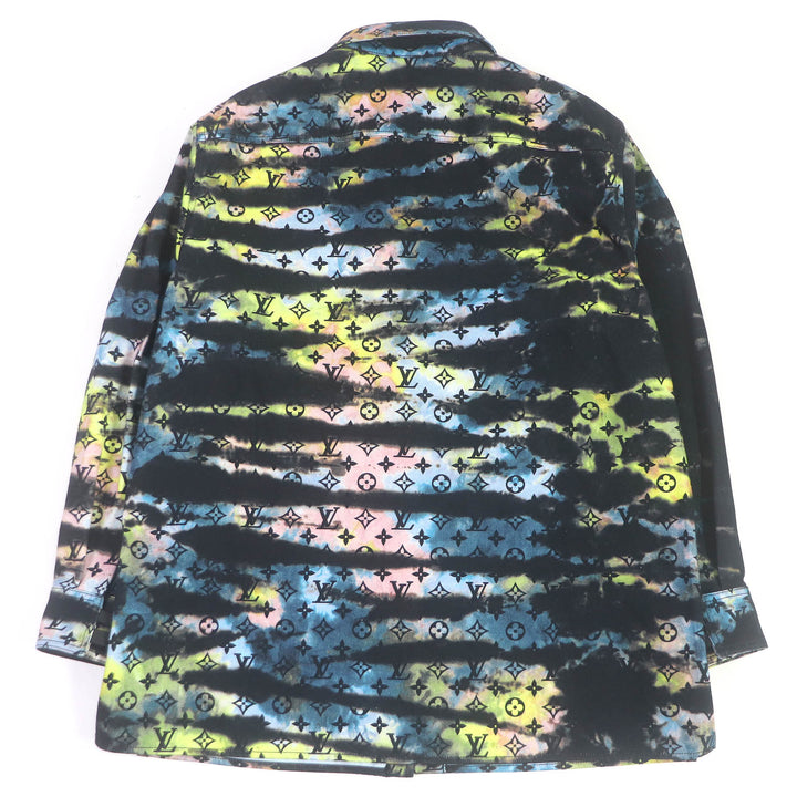 Excellent LOUIS VUITTON Denim Jacket Printed monogram tie-dye denim shirt mens M 1A9A3S