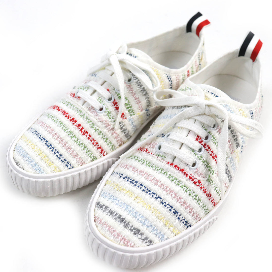 Great THOM BROWNE Low cut sneakers tweed lace up White multicolor mens 8