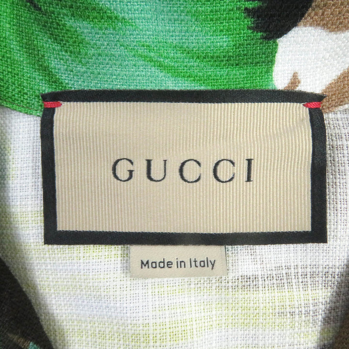 Discounted Excellent GUCCI Short sleeve shirt LOVE PARADE back print aloha shirt Brown