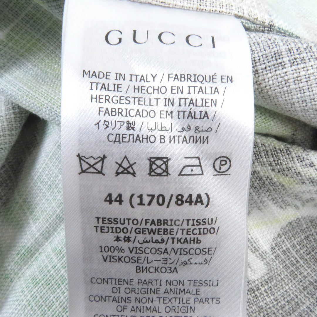 Excellent GUCCI Short sleeve shirt LOVE PARADE back print aloha shirt Brown mens 44 694123