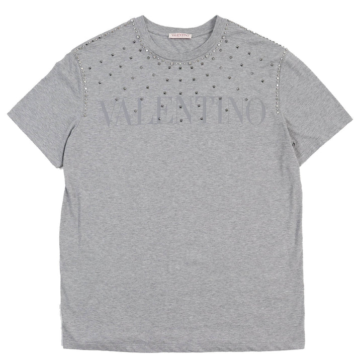 Excellent VALENTINO Short sleeve T-shirt Rock stud and jewelled gray mens L 1V3MG02D8R9