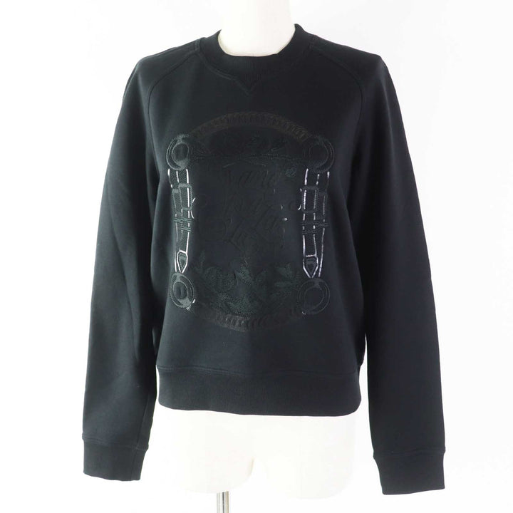 Excellent HERMES sweat Embroidered long sleeve sweatshirt black cotton Women 36 2E4609DQ
