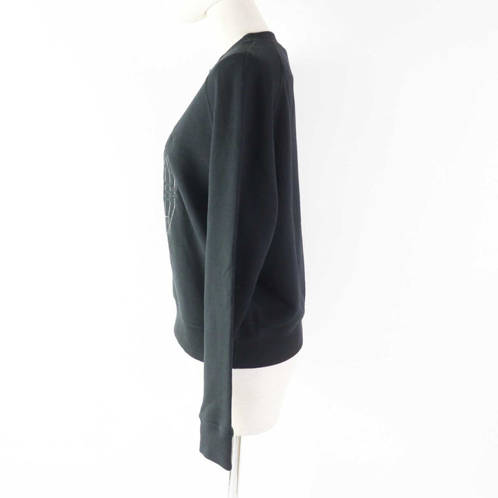 Excellent HERMES sweat Embroidered long sleeve sweatshirt black cotton Women 36 2E4609DQ