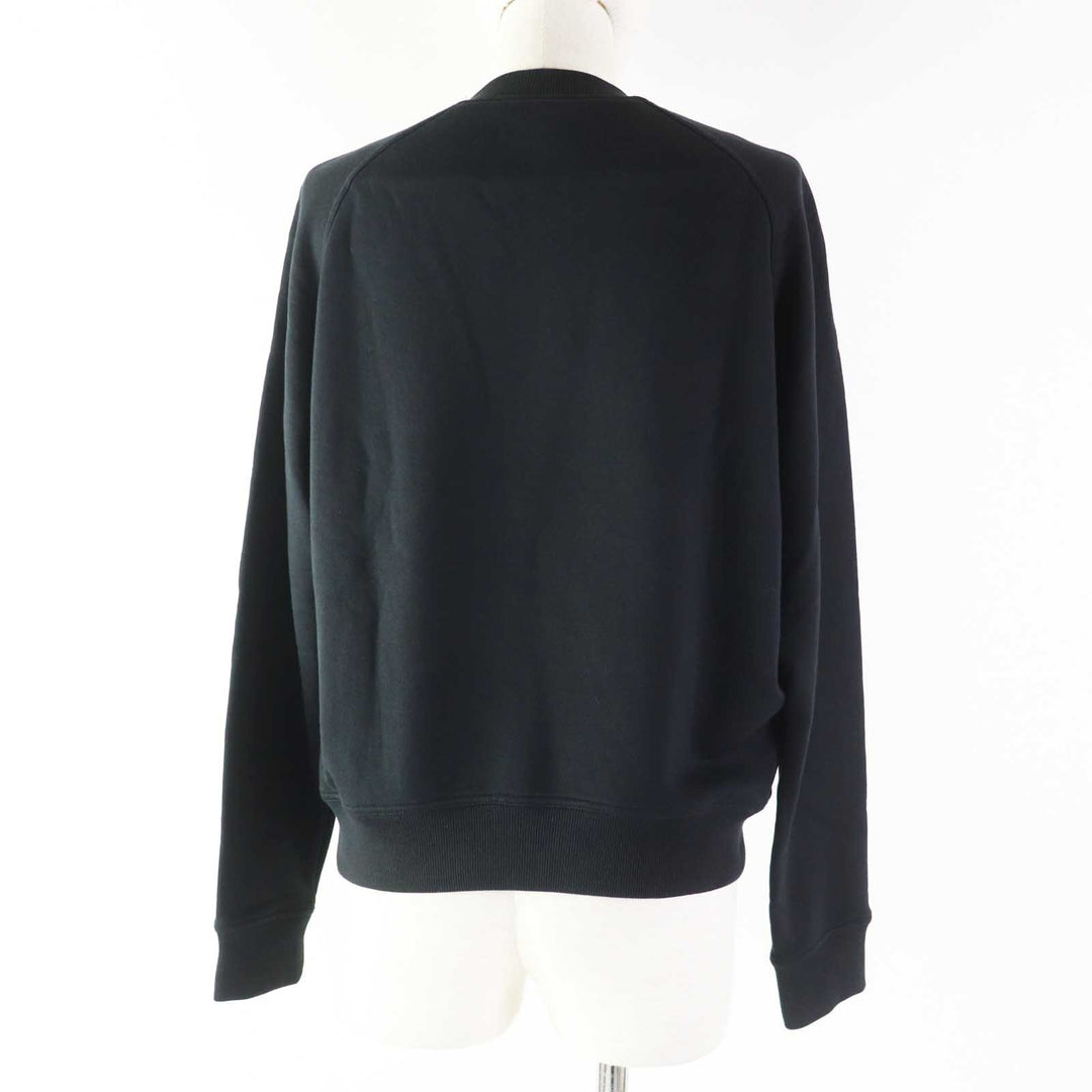 Excellent HERMES sweat Embroidered long sleeve sweatshirt black cotton Women 36 2E4609DQ