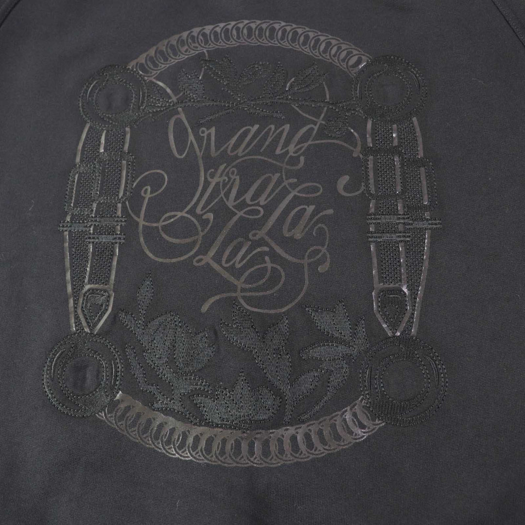 Excellent HERMES sweat Embroidered long sleeve sweatshirt black cotton Women 36 2E4609DQ