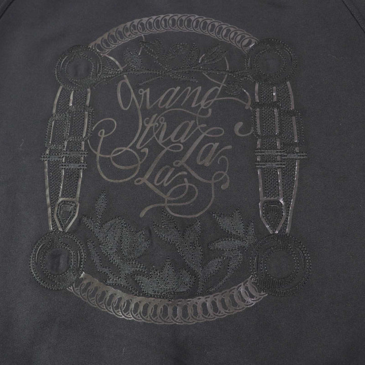 Excellent HERMES sweat Embroidered long sleeve sweatshirt black cotton Women 36 2E4609DQ