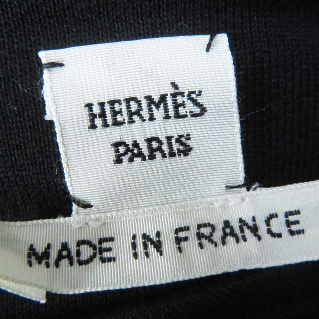 Excellent HERMES sweat Embroidered long sleeve sweatshirt black cotton Women 36 2E4609DQ
