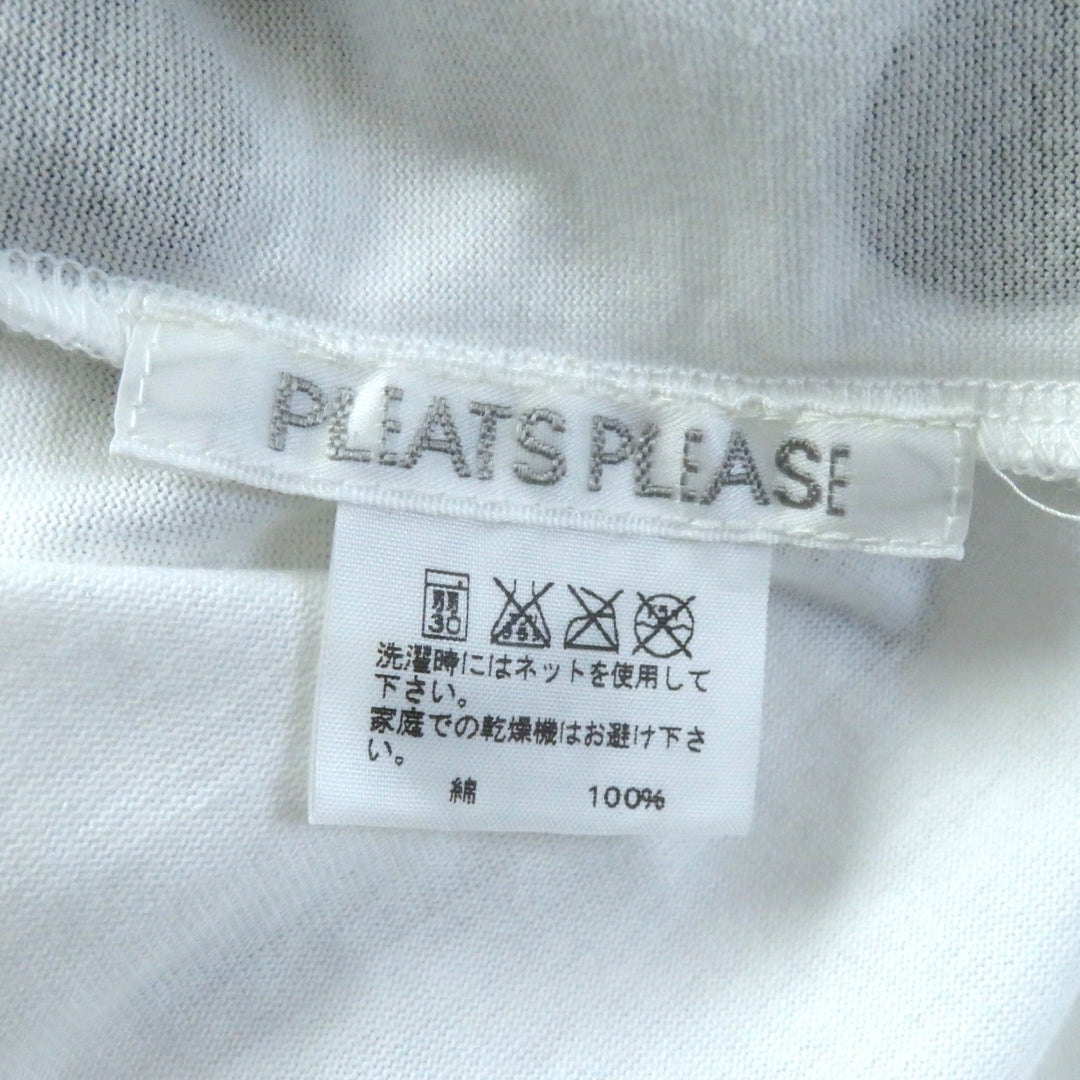 Discounted 
 Pristine PLEATS PLEASE Short sleeve T-shirt Dot Pattern Crew Neck white cotton Women 3