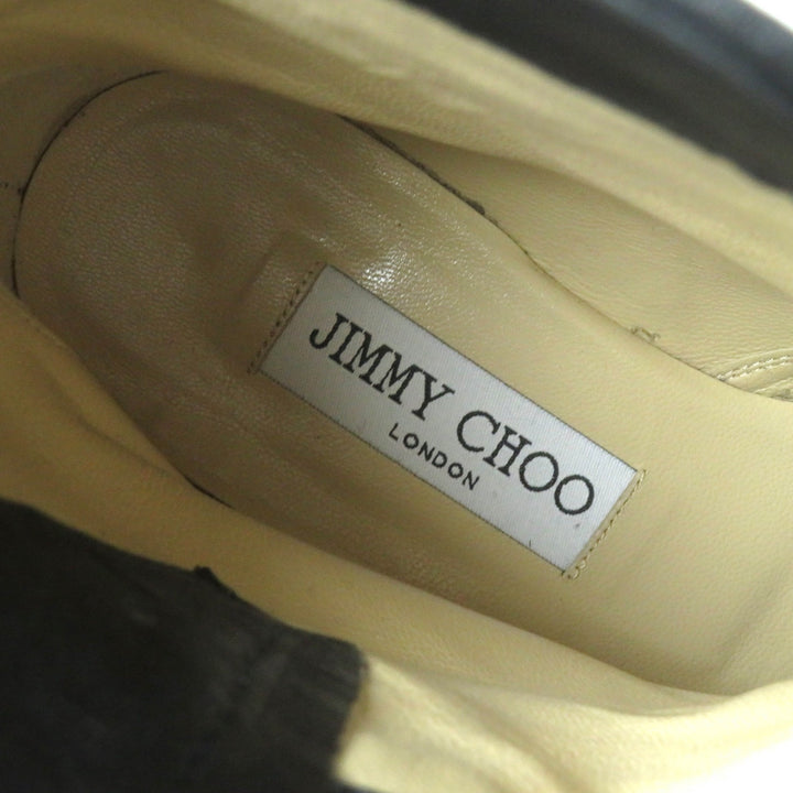 Great JIMMY CHOO short boots BIKER Biker Boots Engineer Boots black leather Women 35