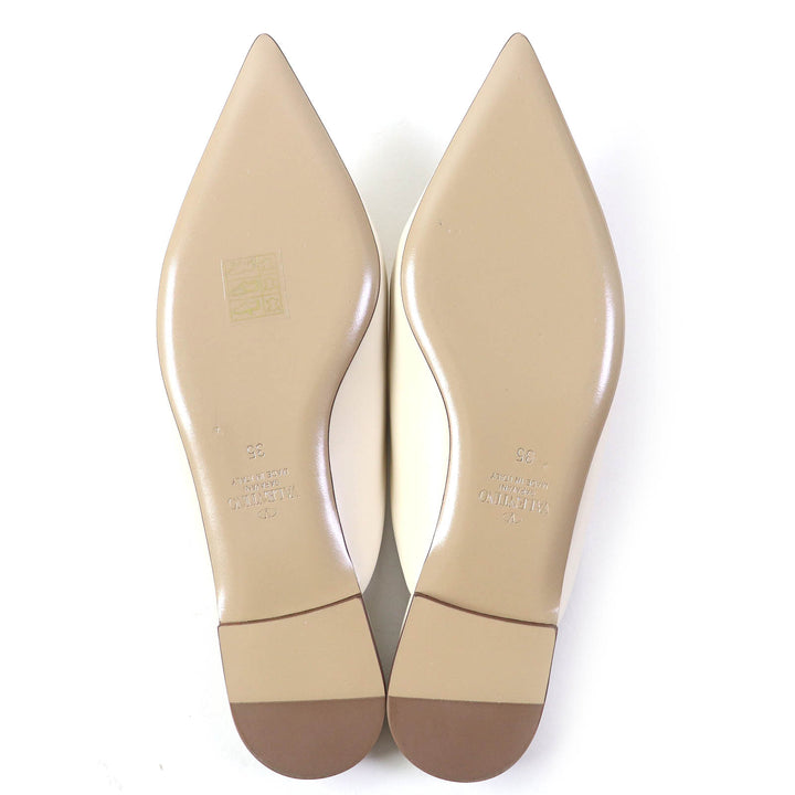 Pristine VALENTINO Sandals Rockstud Roman Stud Flat Mules Ivory leather Women 35