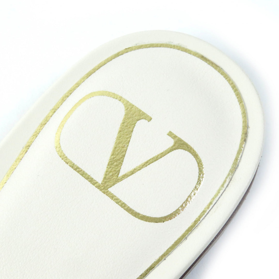 Discounted Pristine VALENTINO Sandals Rockstud Roman Stud Flat Mules Ivory leather Women 35