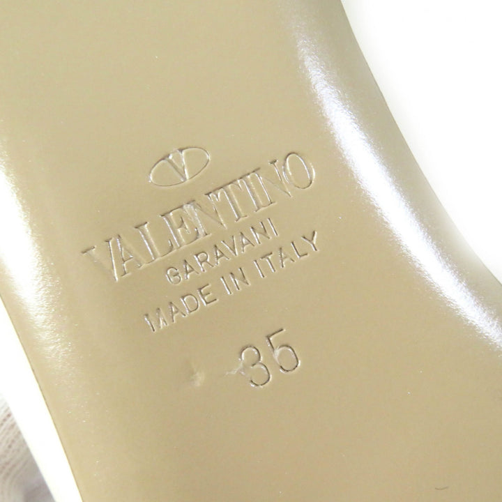 Pristine VALENTINO Sandals Rockstud Roman Stud Flat Mules Ivory leather Women 35
