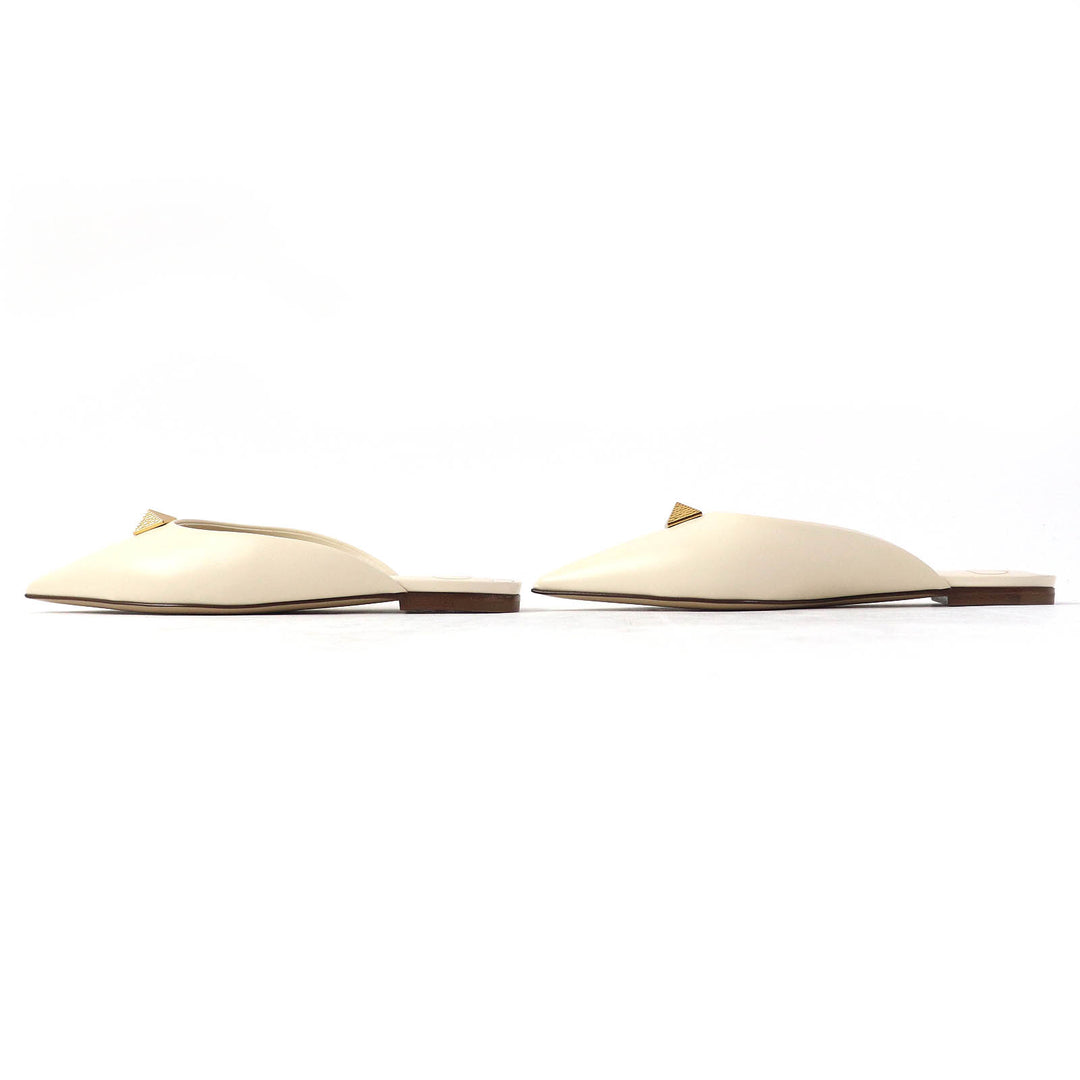 Pristine VALENTINO Sandals Rockstud Roman Stud Flat Mules Ivory leather Women 35
