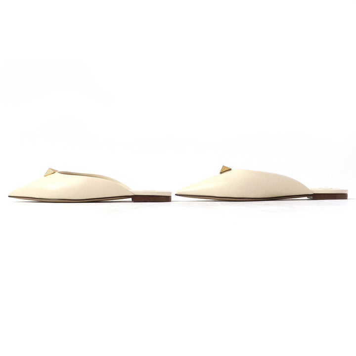 Pristine VALENTINO Sandals Rockstud Roman Stud Flat Mules Ivory leather Women 35