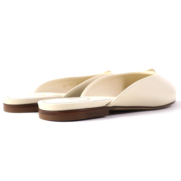 Pristine VALENTINO Sandals Rockstud Roman Stud Flat Mules Ivory leather Women 35