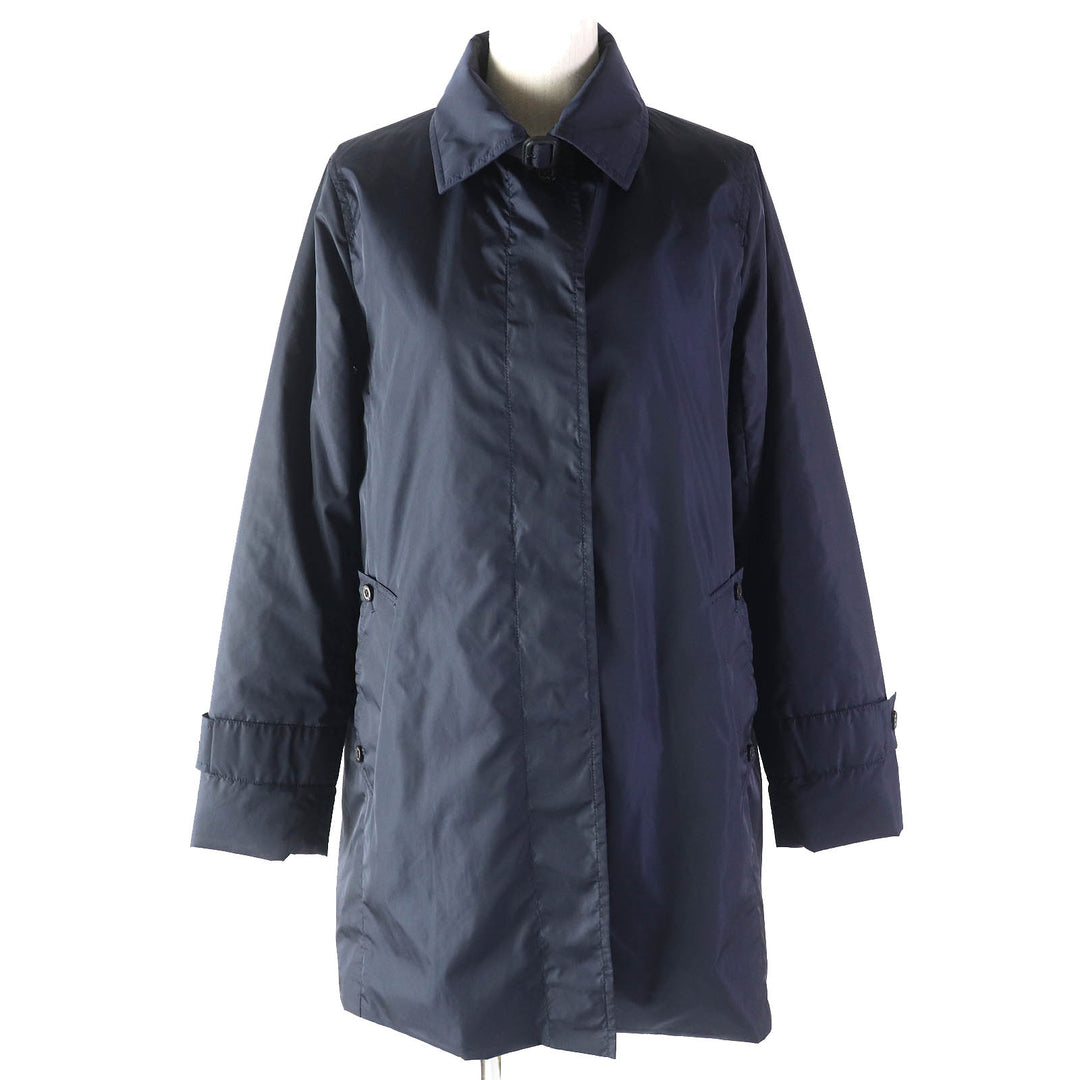 Pristine Aquascutum coat Zebra print padded liner, concealed placket, single Navy Nylon Women S