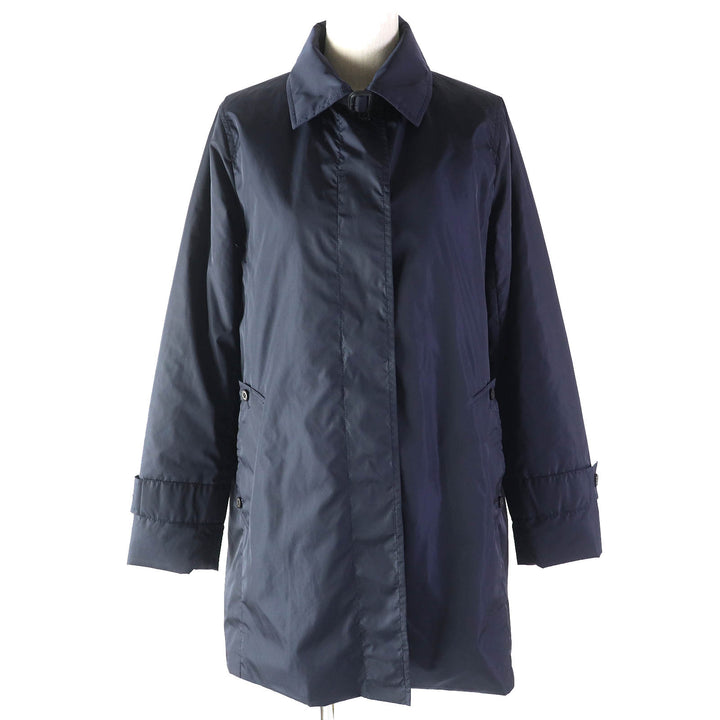 Pristine Aquascutum coat Zebra print padded liner, concealed placket, single Navy Nylon Women S
