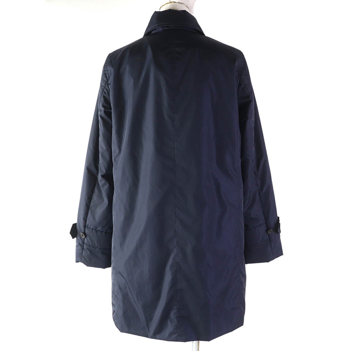 Pristine Aquascutum coat Zebra print padded liner, concealed placket, single Navy Nylon Women S