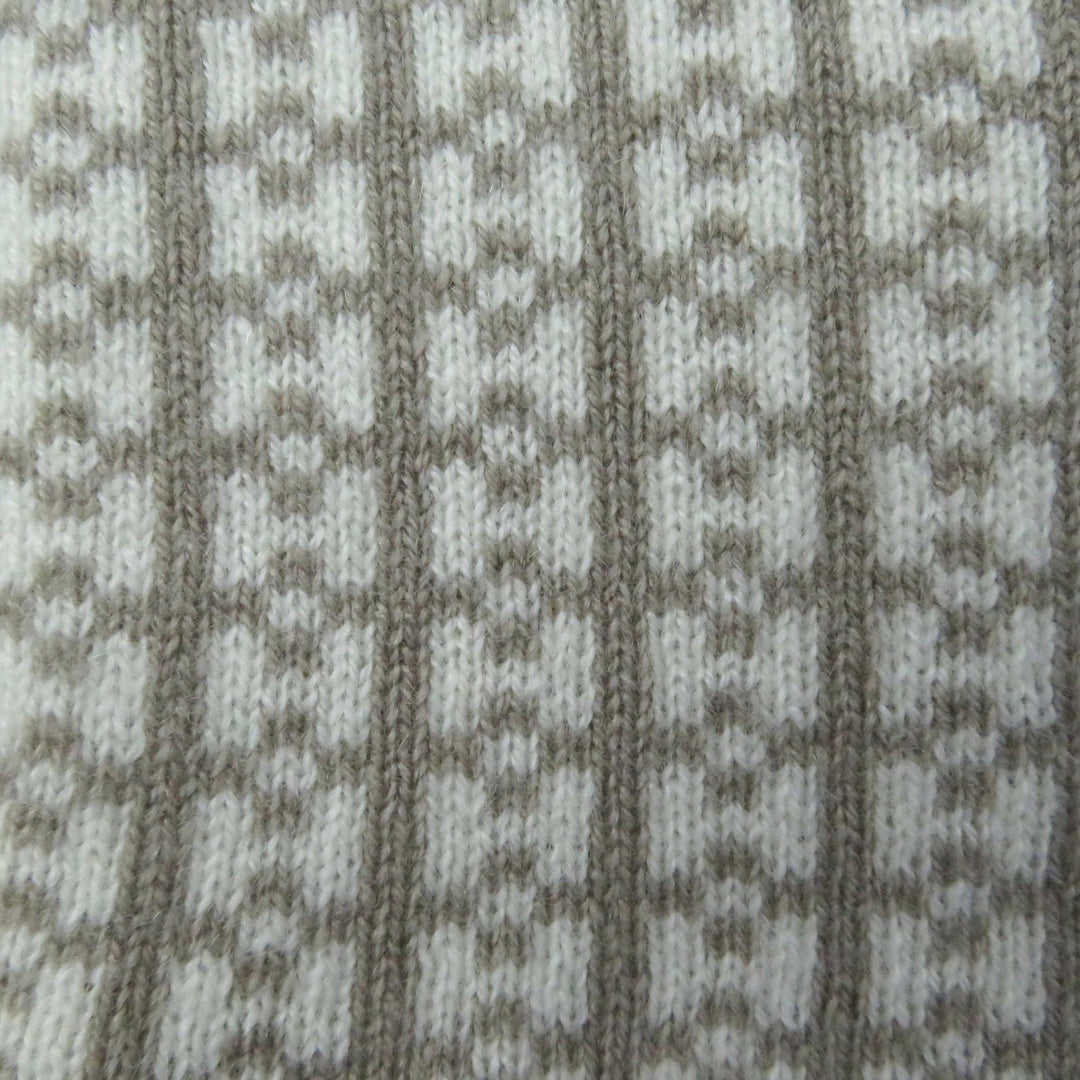 Pristine HERMES gloves Hope Jacquard H motif knit mittens / Greige Ivory cashmere Women S